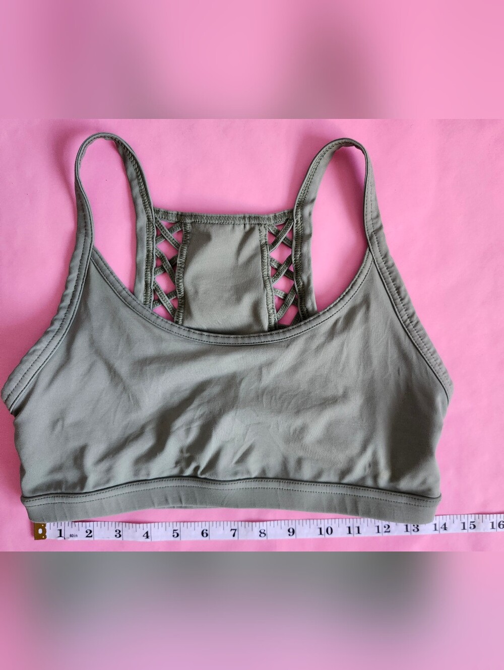 Forever 21 Sage Green Lattice Racerback High Neck Sports Bra Size S